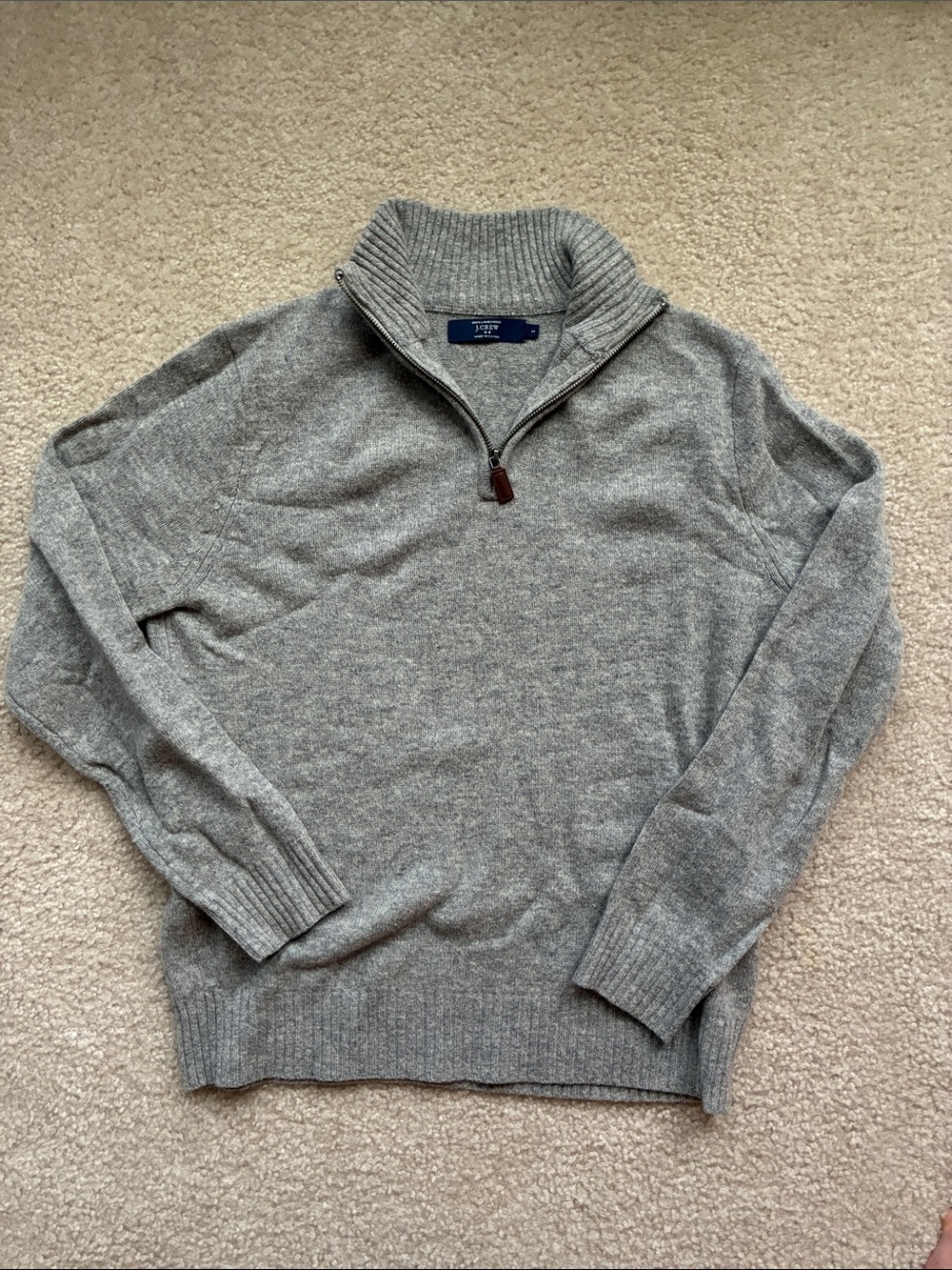 J. Crew Small Men’s Light Gray Quarter-Zip Wool Sweater
